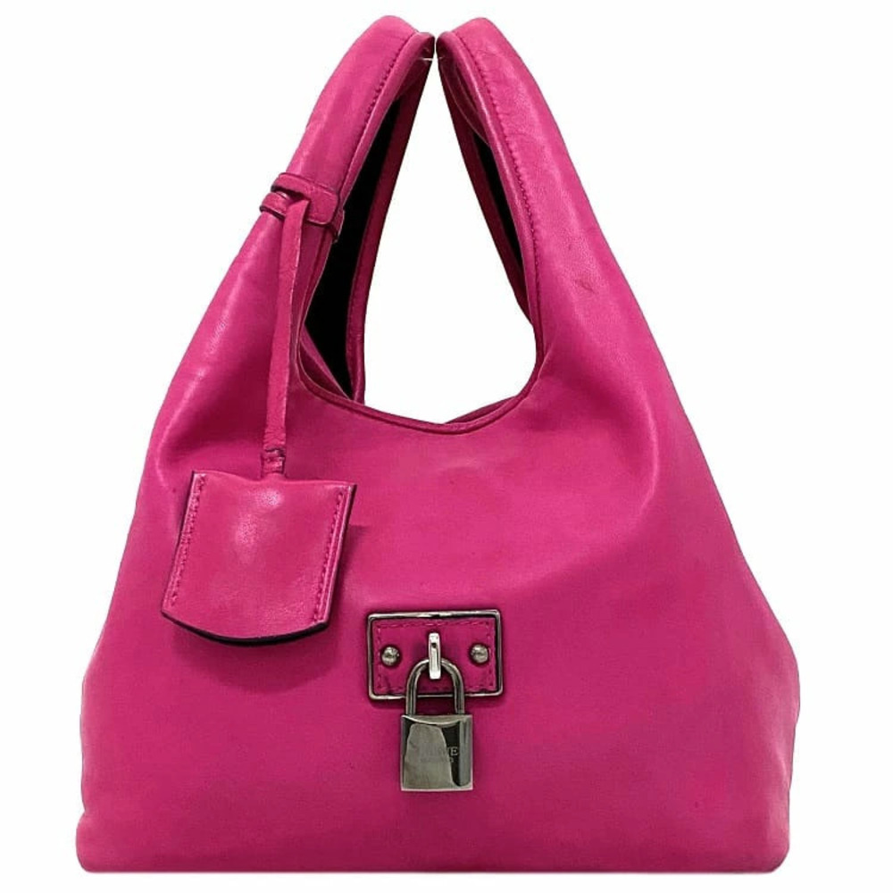 Loewe Calle Pink Silver Tote Handbag Leather Nappa Aire Key Soft Shocking